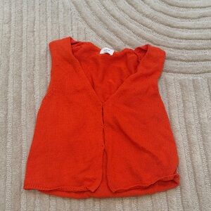 Wilfred Vibrant Orange Sleeveless button down blouse